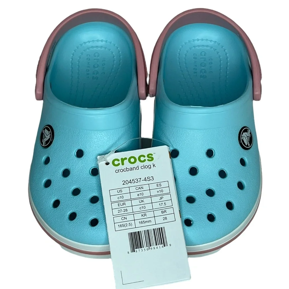 Crocs Toddler Girl's Slip-on Clogs Size 10 Light Blue Sandals‎ Water Friendly